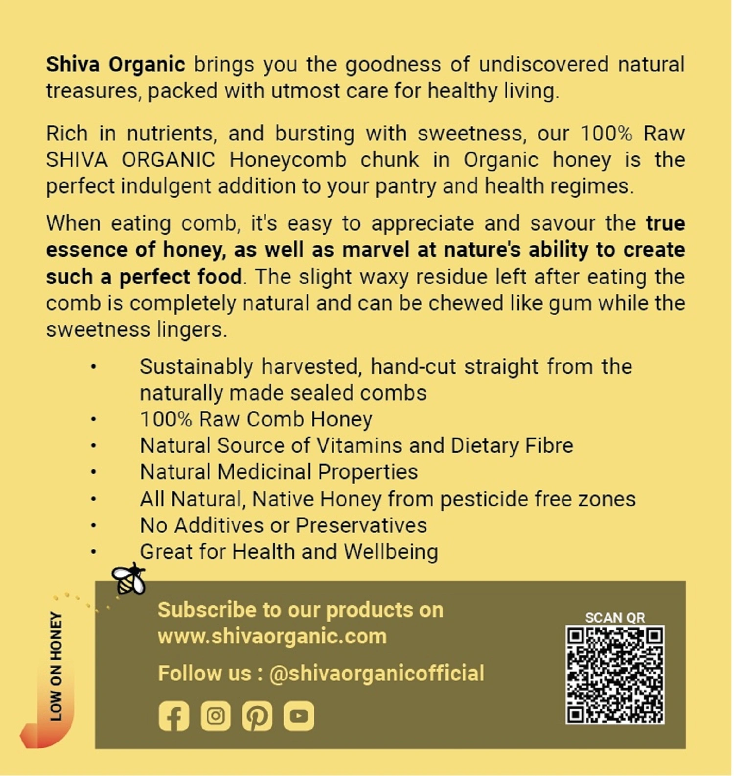 Shiva Organic Chunk Honey - Honey with Honey Comb 250g-3