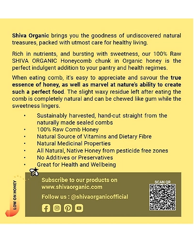 Shiva Organic Chunk Honey - Honey with Honey Comb 250g-3
