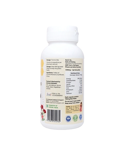 Shiva Organic Multi Flora  Bee Pollen 750mg - 100 Capsules-1