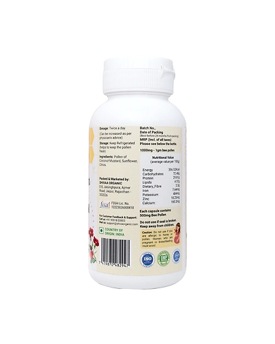 Shiva Organic Multi Flora  Bee Pollen 500mg - 100 Capsules-1