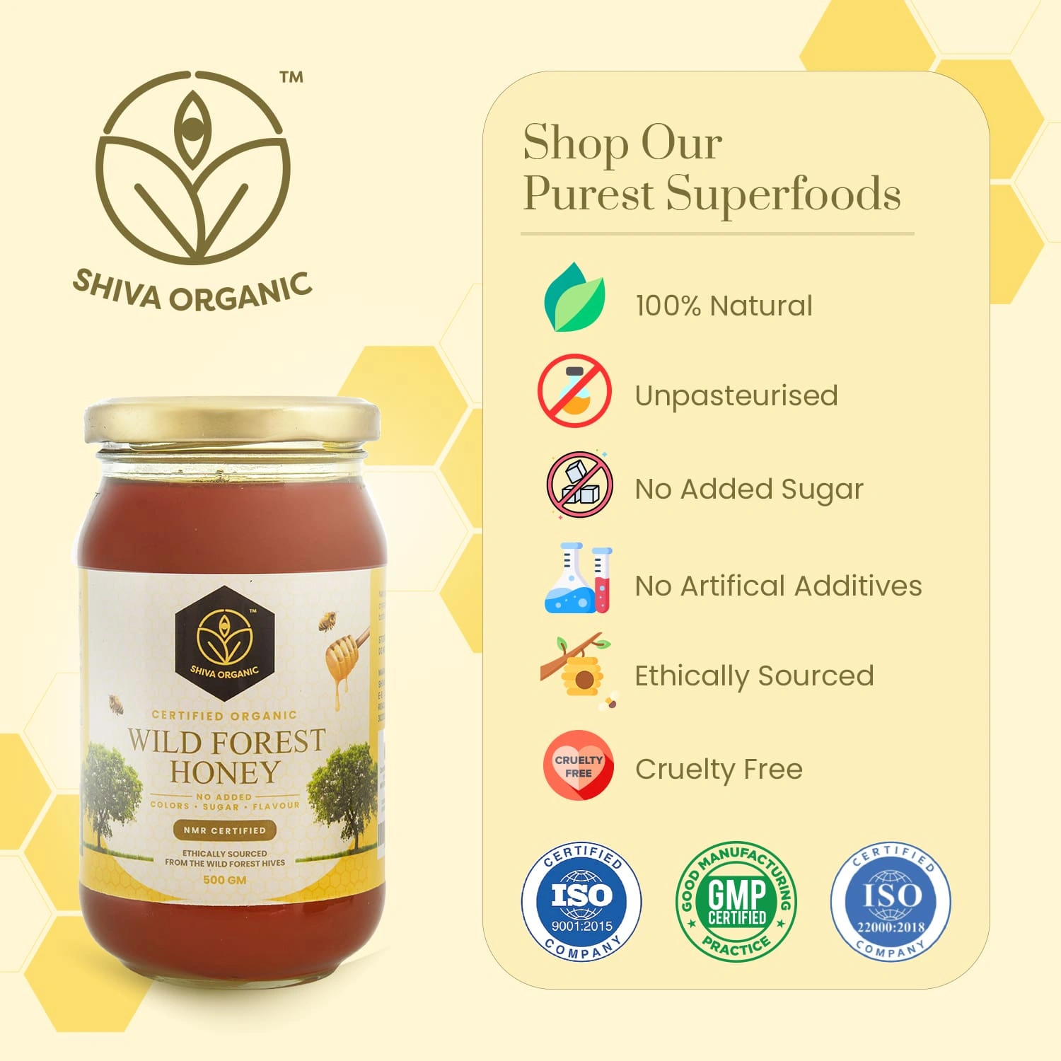 Shiva Organic Wild Forest Honey - Certified Organic 500g-4