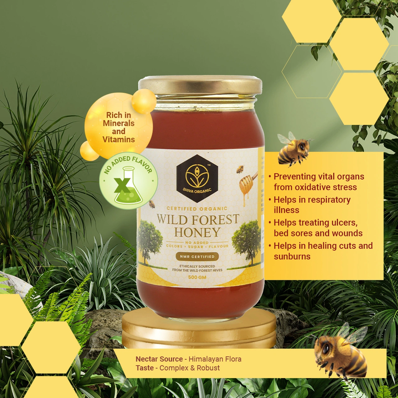 Shiva Organic Wild Forest Honey - Certified Organic 500g-3