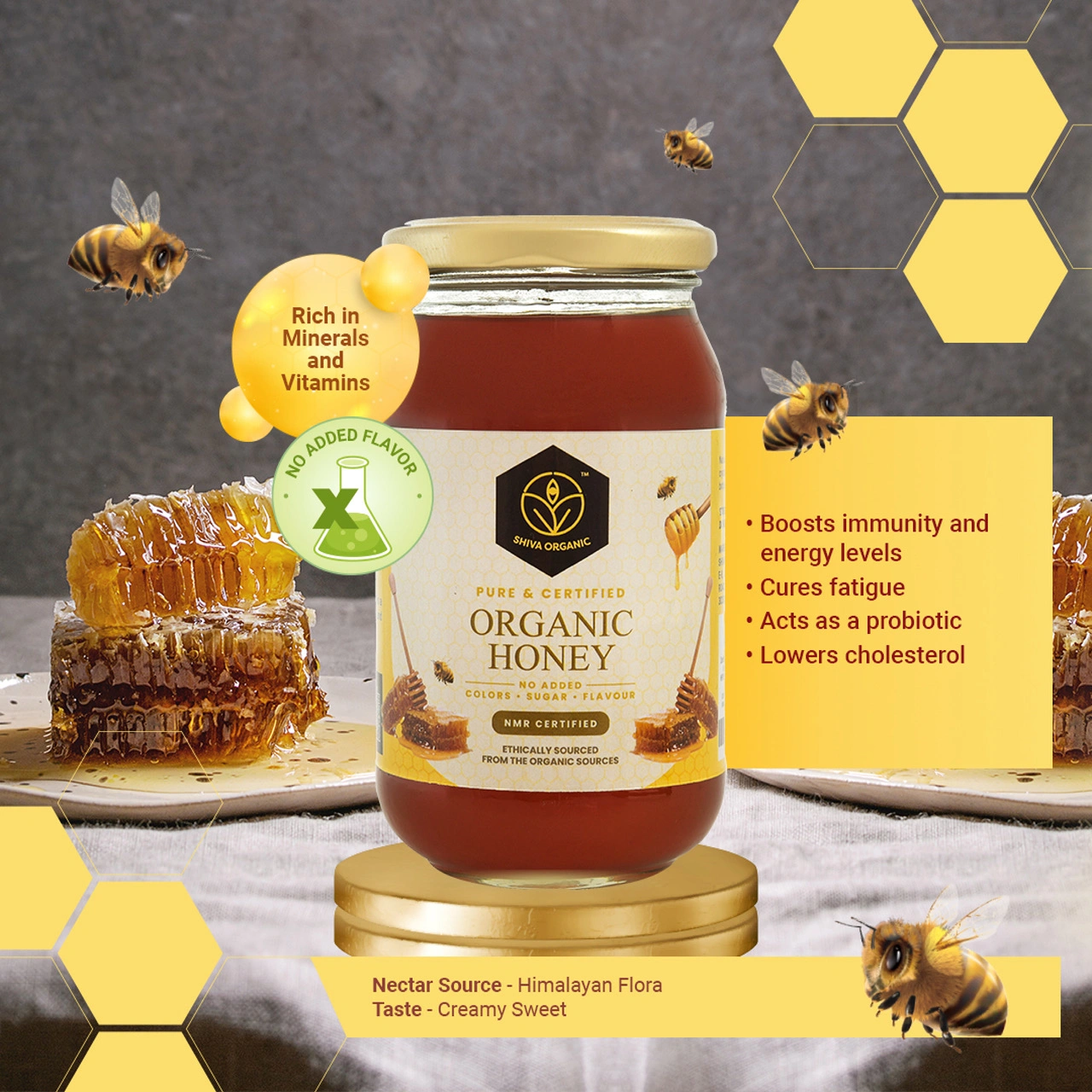 Shiva Organic Certified Organic Honey 1kg-3