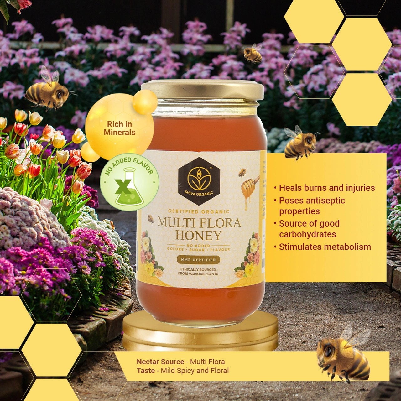 Shiva Organic Multi Flora Honey - Certified Organic 1kg-3