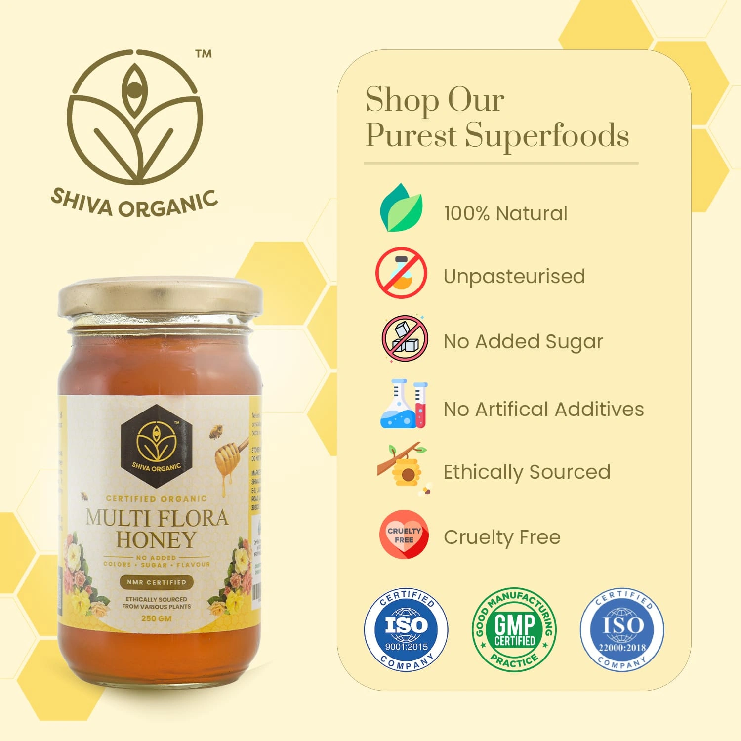 Shiva Organic Multi Flora Honey - Certified Organic 250g-4