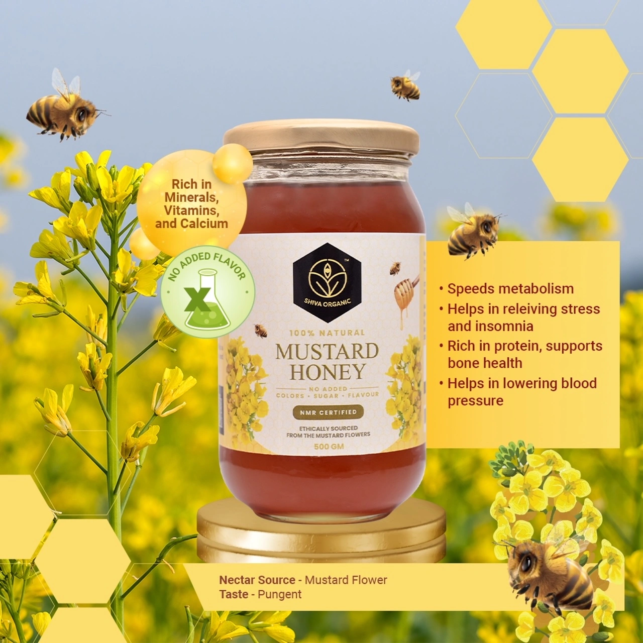 Shiva Organic Mustard Honey 500g-3