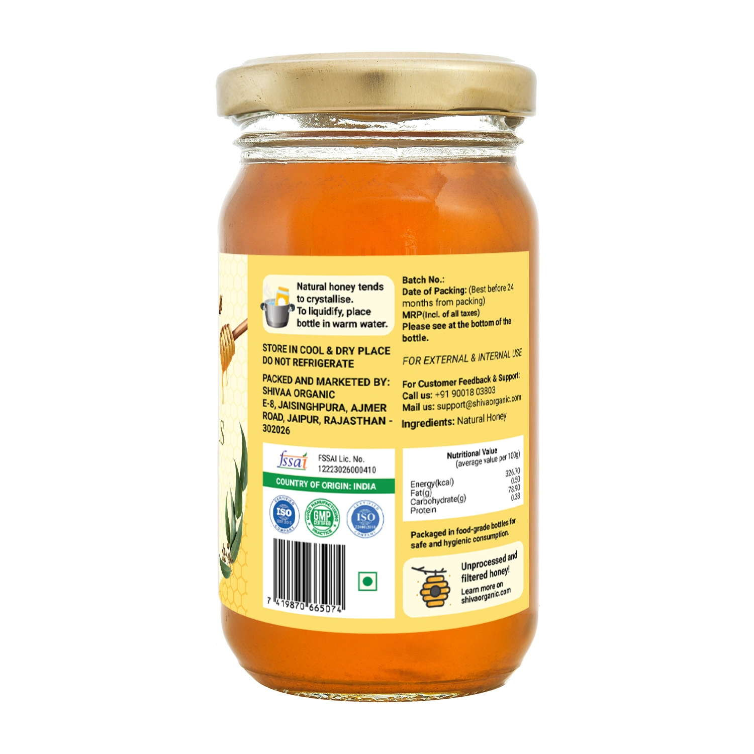 Shiva Organic Eucalyptus Honey 250g-1