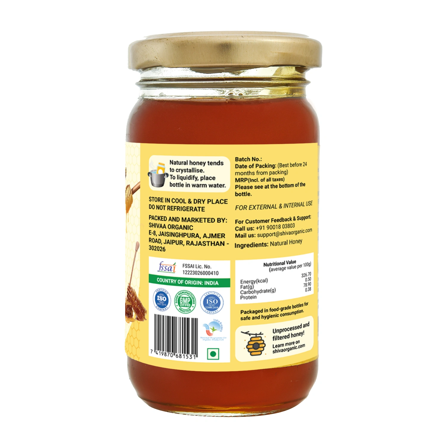 Shiva Organic Certified Organic Honey 250g-1