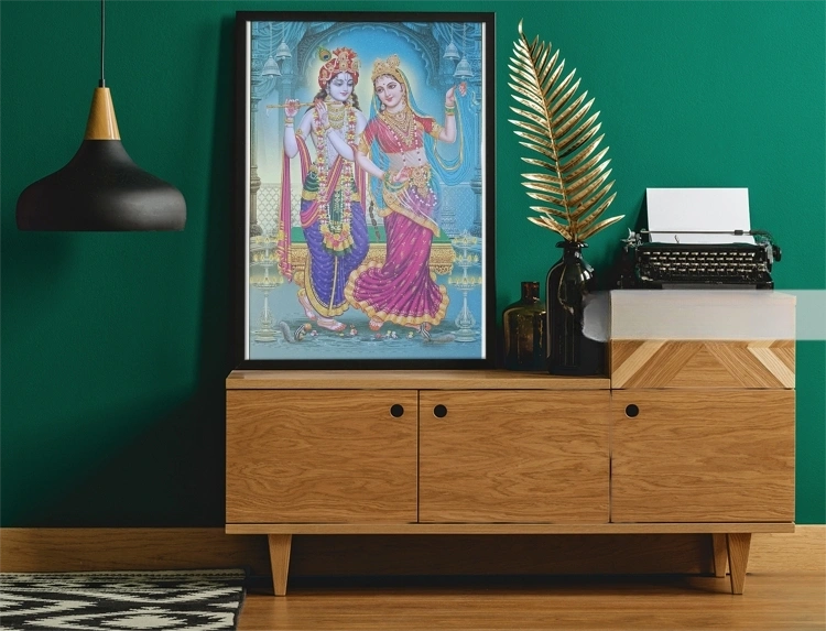 Radha krishna art (home decor wall hanging) frame 14*20 inch (sparkle finish)-1