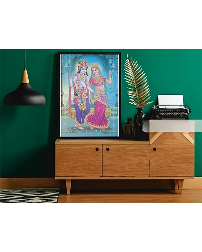 Radha krishna art (home decor wall hanging) frame 14*20 inch (sparkle finish)-1