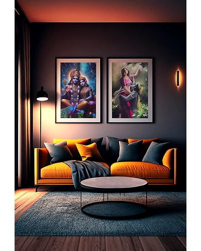 Radha krishna art (home decor wall hanging) frame 14*20 inch (sparkle finish)-2