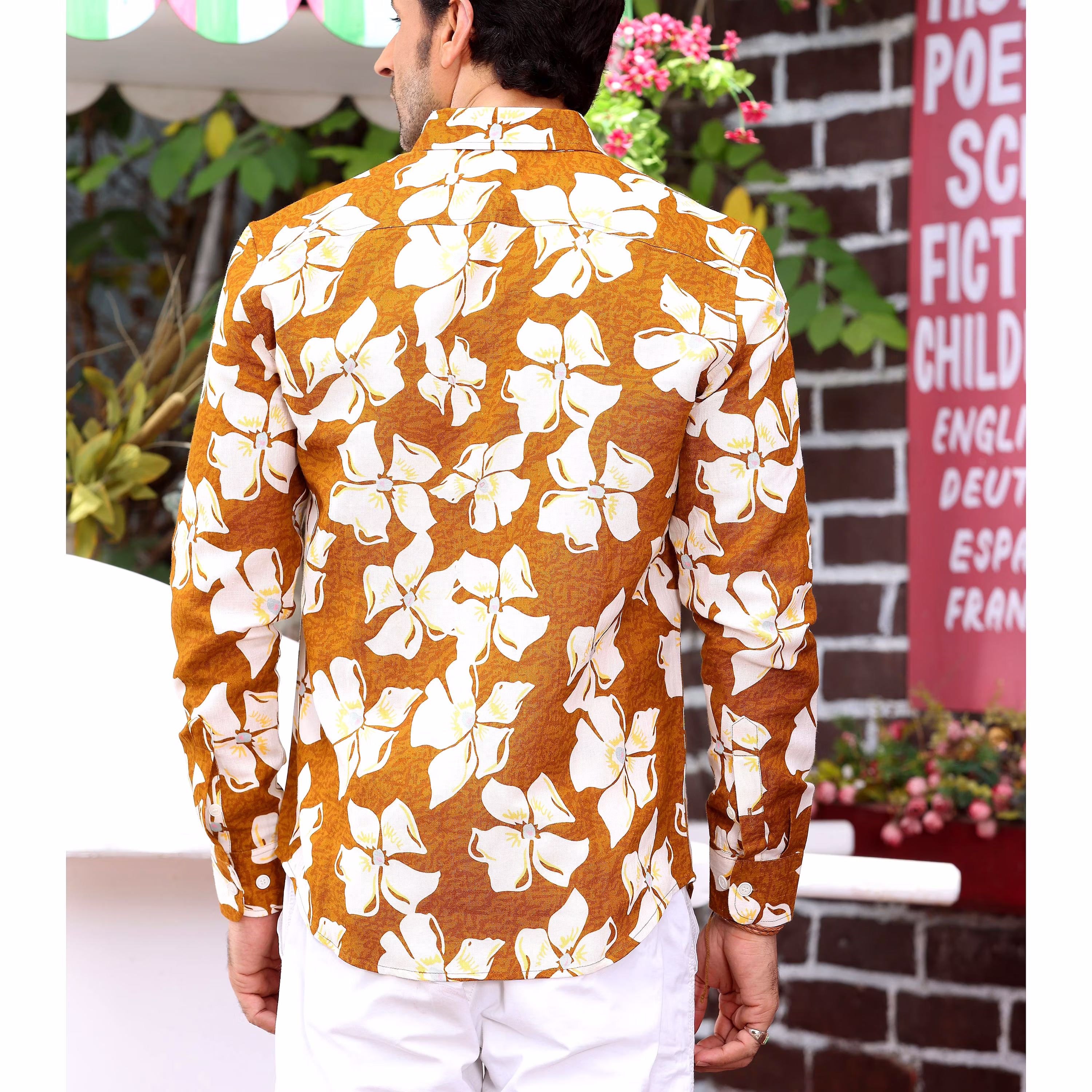 Luxurious Men Lilac Caramel Brown Casual Pure Linen Full shirt (Size - S) by BLUE EAGLE 2025 at 