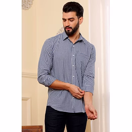 oxford shirt blue checkered cotton