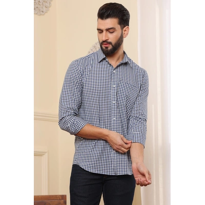 Oxford Shirt Blue Checkered Cotton