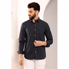 medallion print black cotton shirt