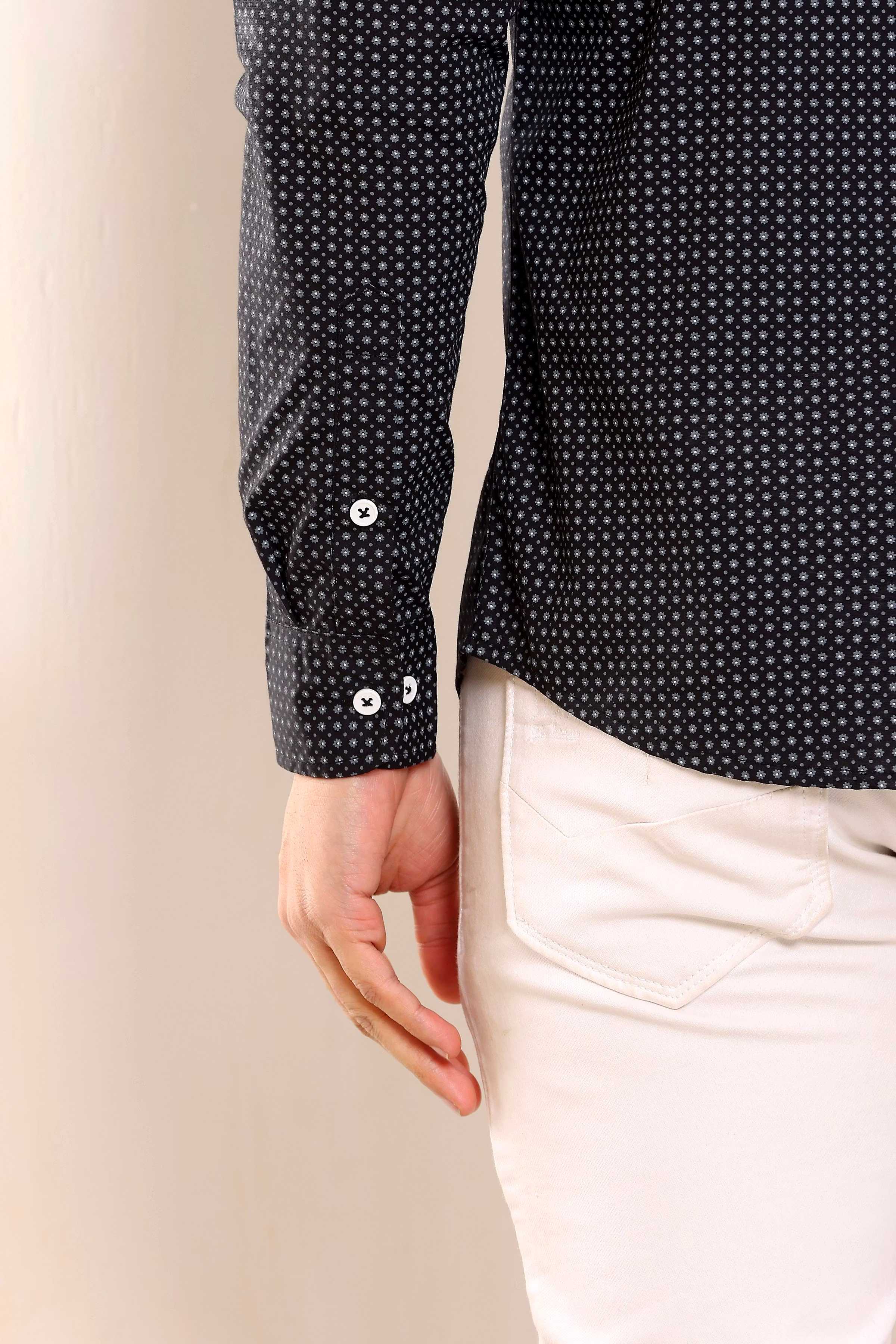 Exclusive Men Medallion Print Black Cotton Shirt (Size - S) by BLUE EAGLE 2025 at ShopCircuit | 