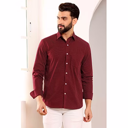 medillion print maroon cotton shirt