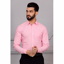 pink striped formal cotton shirt