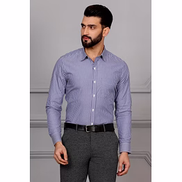 striped blue formal cotton shirt