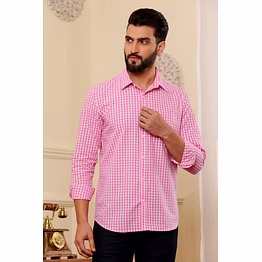 pink and white check cotton shirt