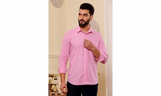 Pink And White Check Cotton Shirt