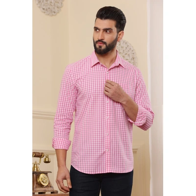 Pink And White Check Cotton Shirt