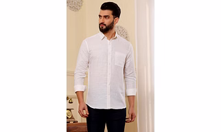 Cream White Pure Linen Shirt