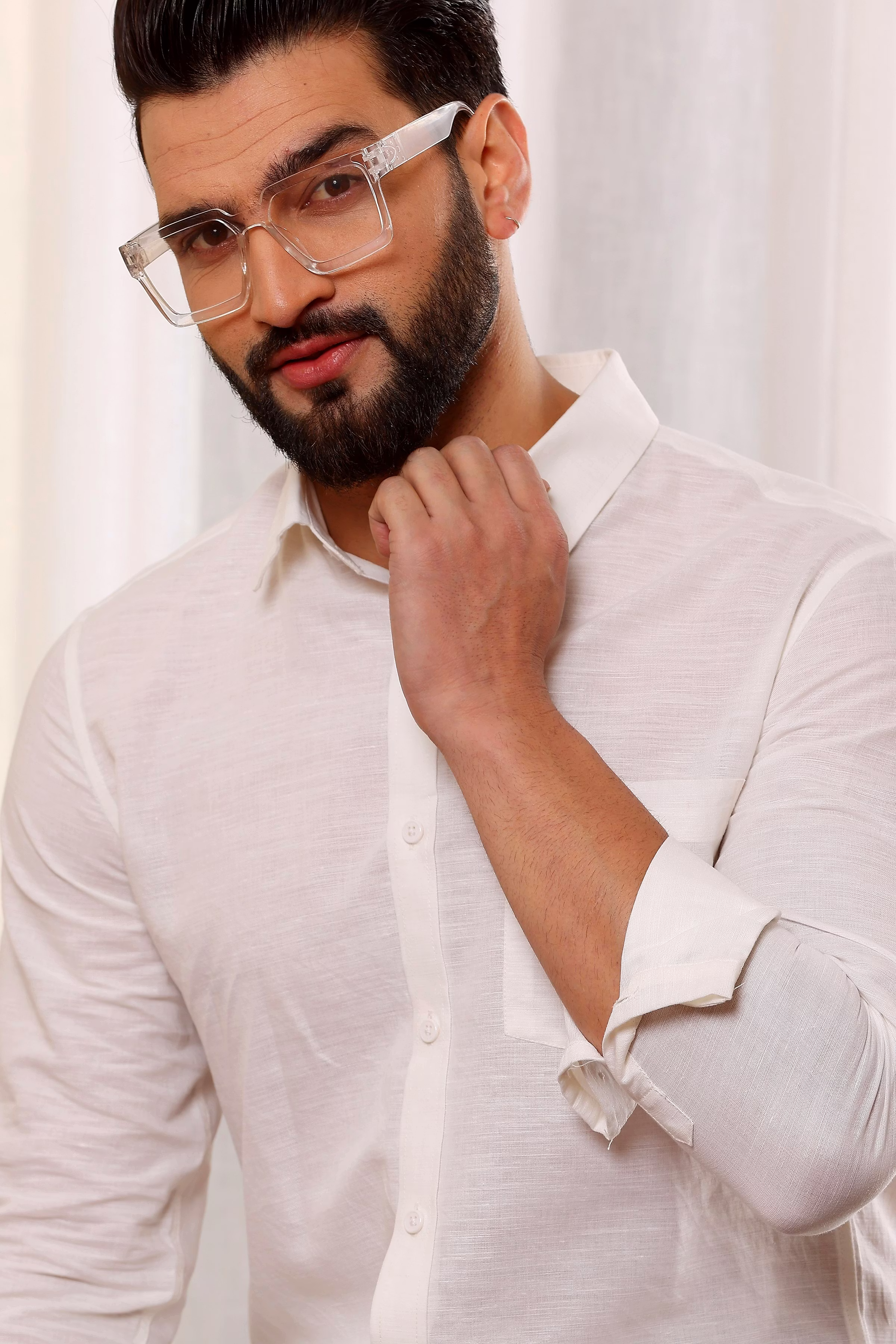 New Men Cream White Pure Linen Shirt (Size - S) by BLUE EAGLE 2025 at ShopCircuit | ONDC