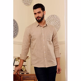 tan pure linen shirt