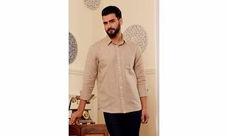 Tan Pure Linen Shirt