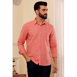 indian red solid pure linen shirt