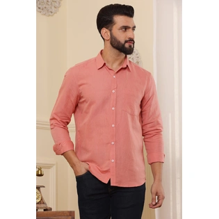 Indian Red Solid Pure Linen Shirt