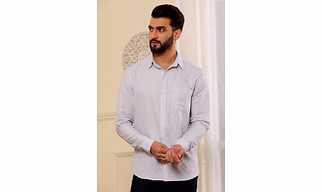 Light Pin Stripes White Pure Linen Sirt