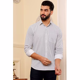 medallion print cotton shirt white