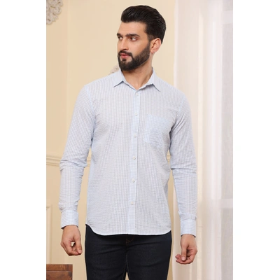 Semi Formal Blue White Oxford Cotton Shirt