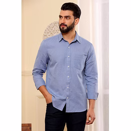 pure linen shirt independence blue