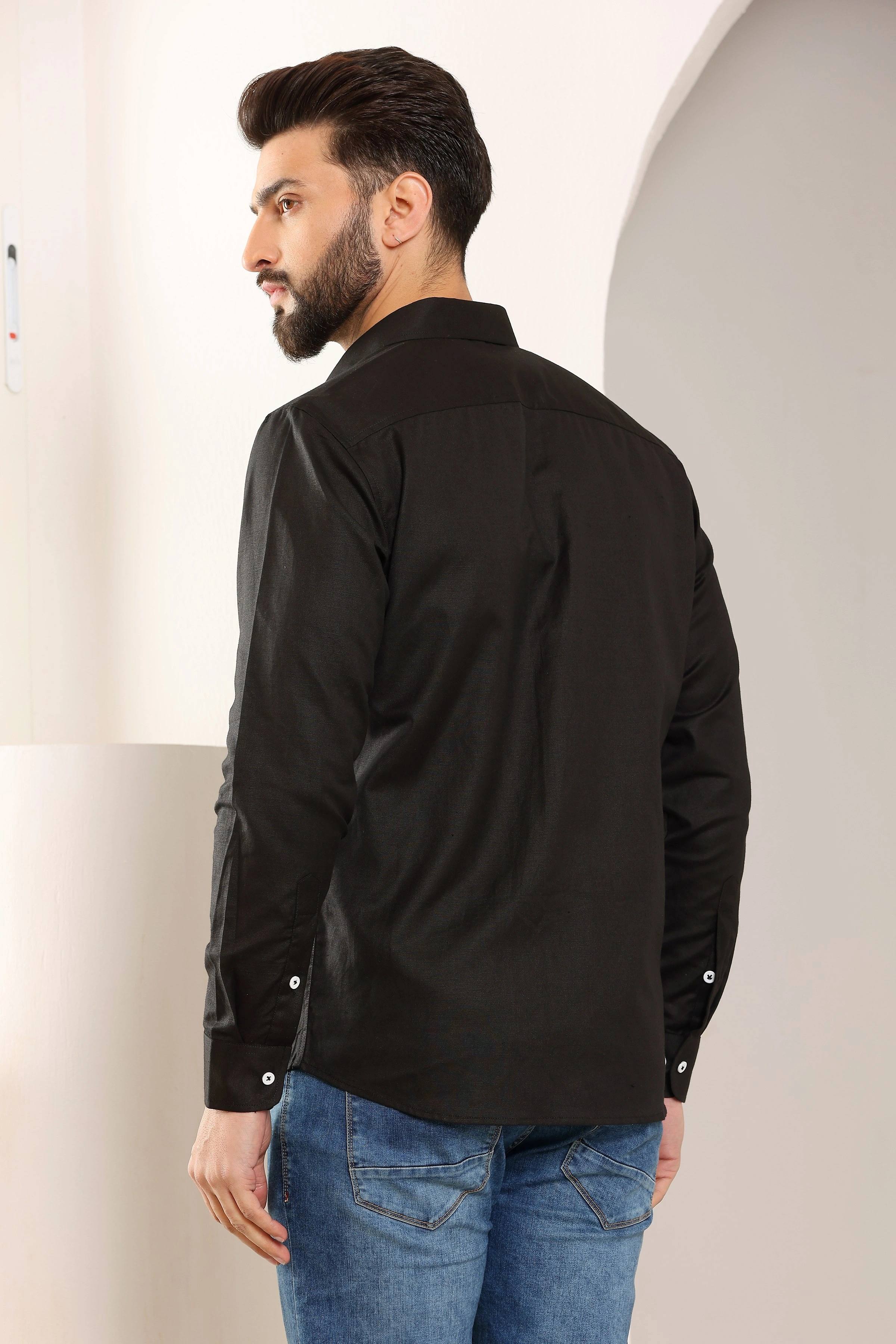 Black Linen Shirt-S-6