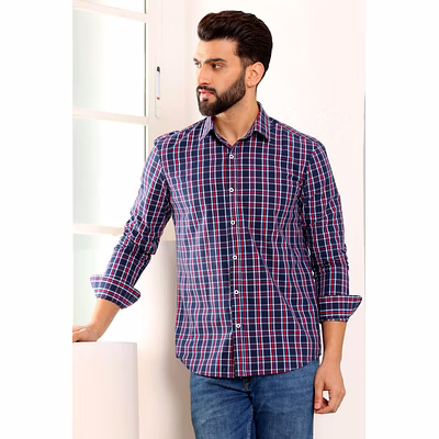 blue check cotton shirt