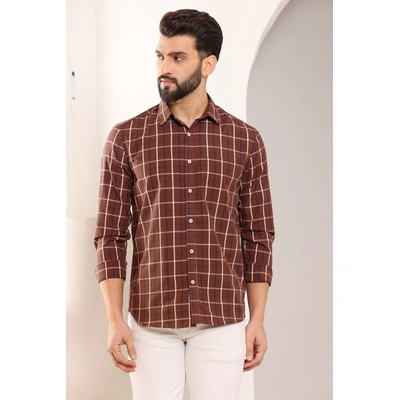 Brown Check Cotton Shirt