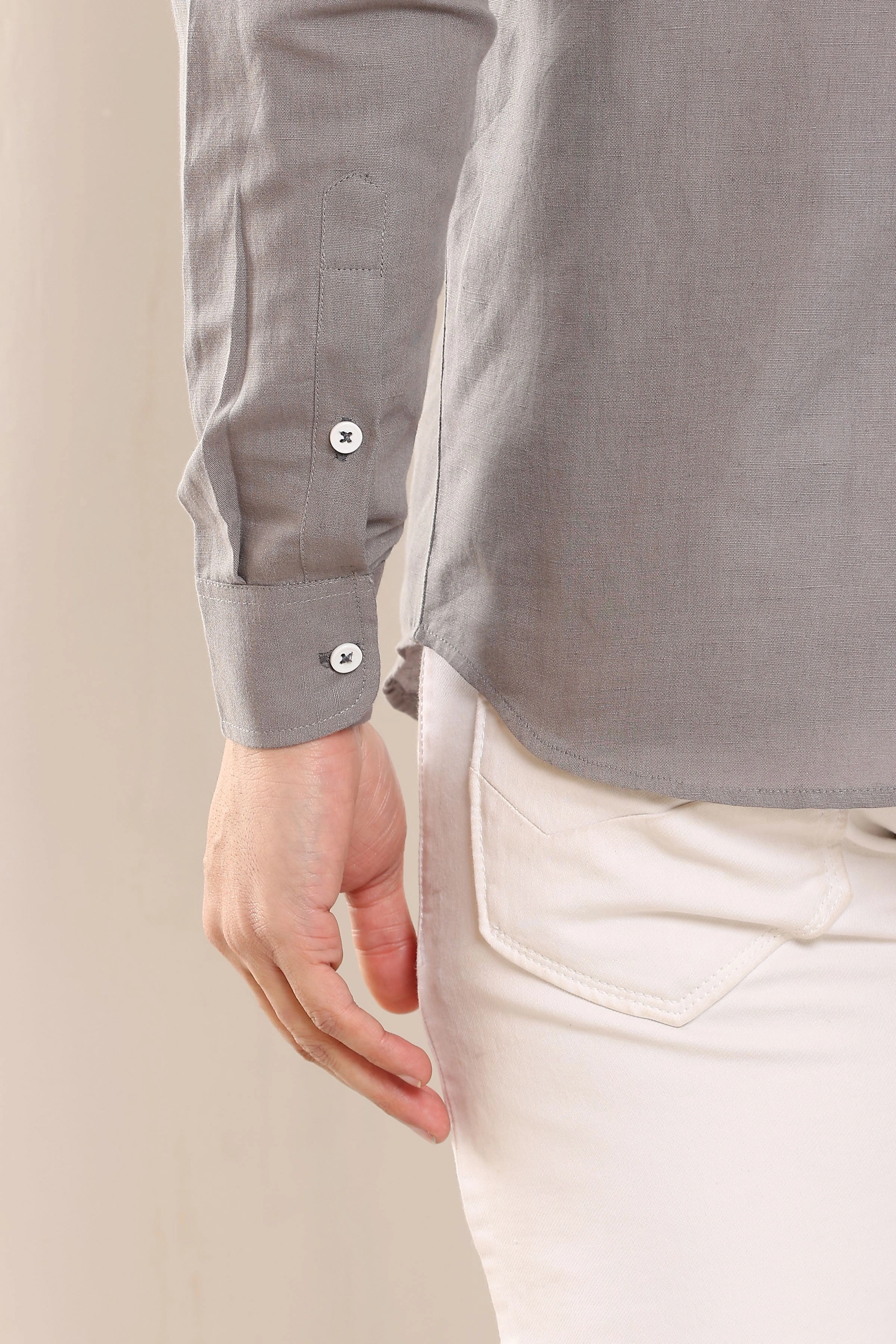 Desert Grey Pure Linen Shirt-S-6