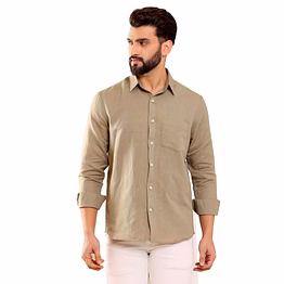 khaki pure linen shirt