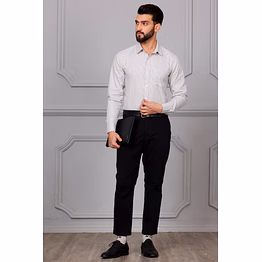 grey check business formal cotton shirt