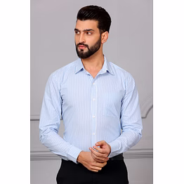 pinstripe cotton shirt blue and white