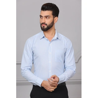 Pinstripe Cotton Shirt Blue And White