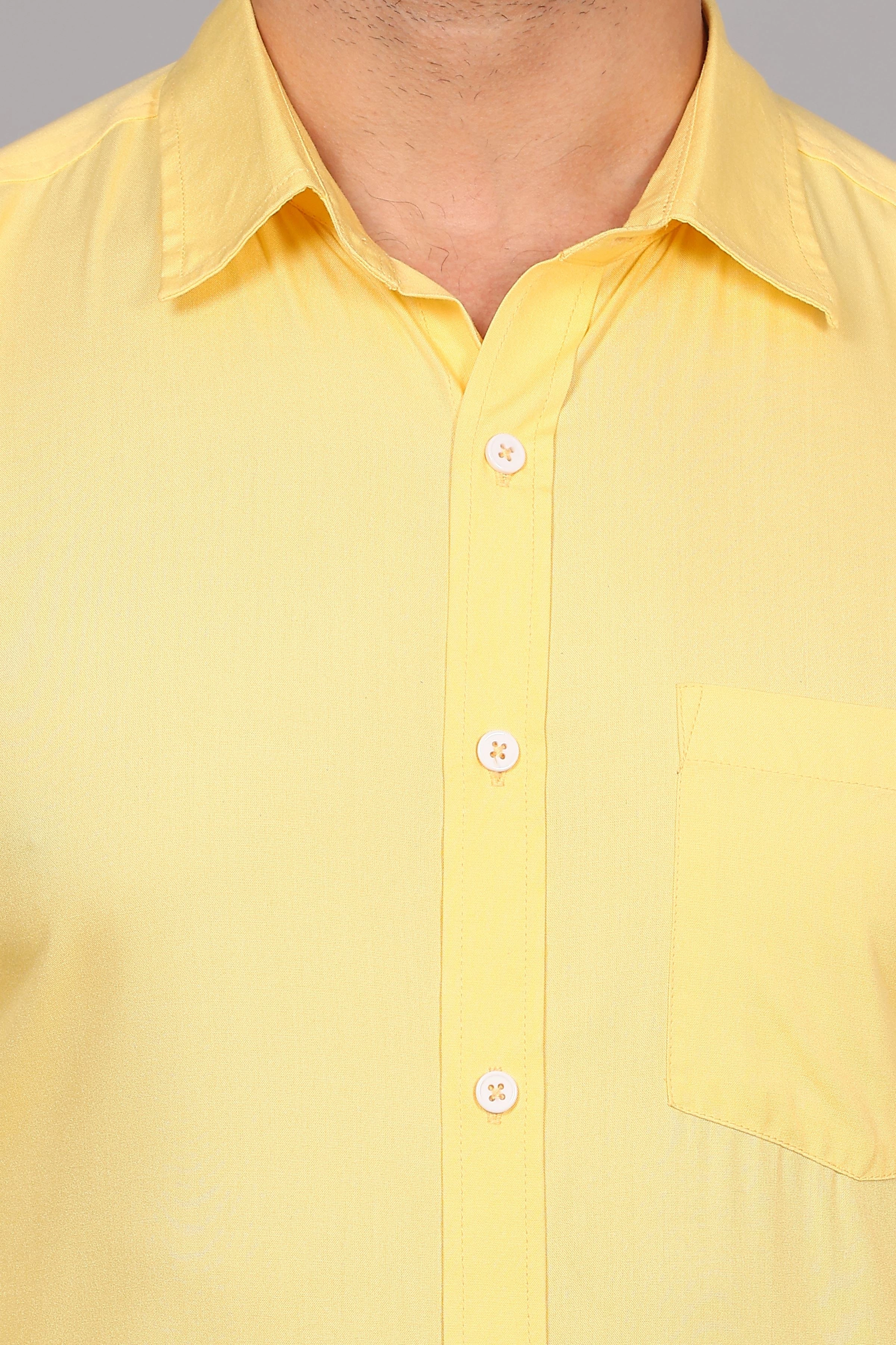 Pineapple Yellow Formal Cotton Shirt-S-4