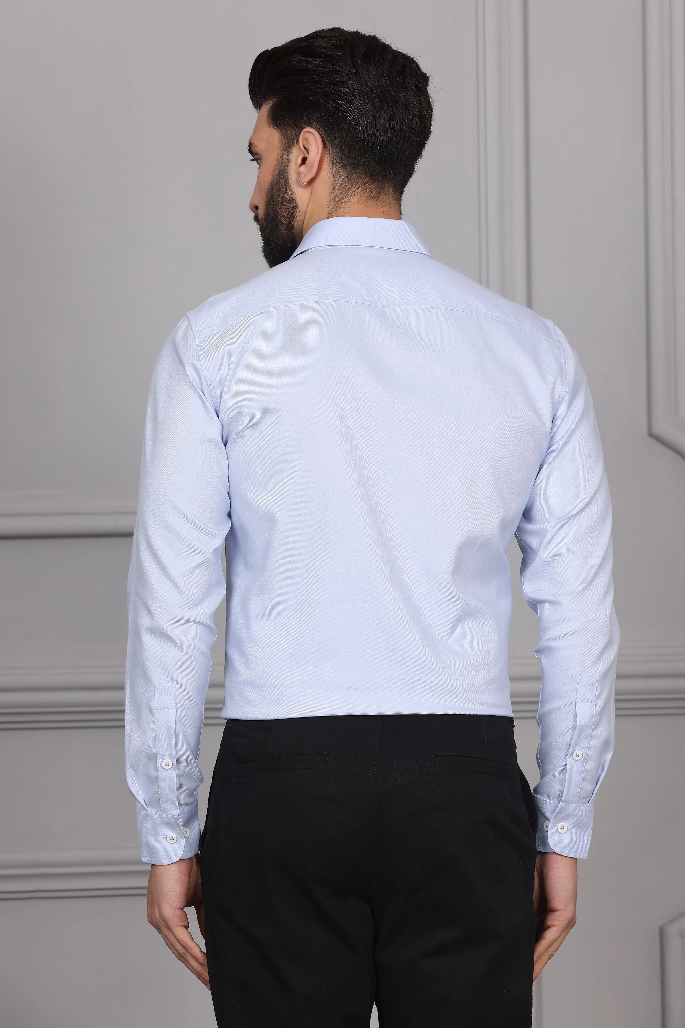 Pigeon Blue Business Formal Cotton Shirt-S-7