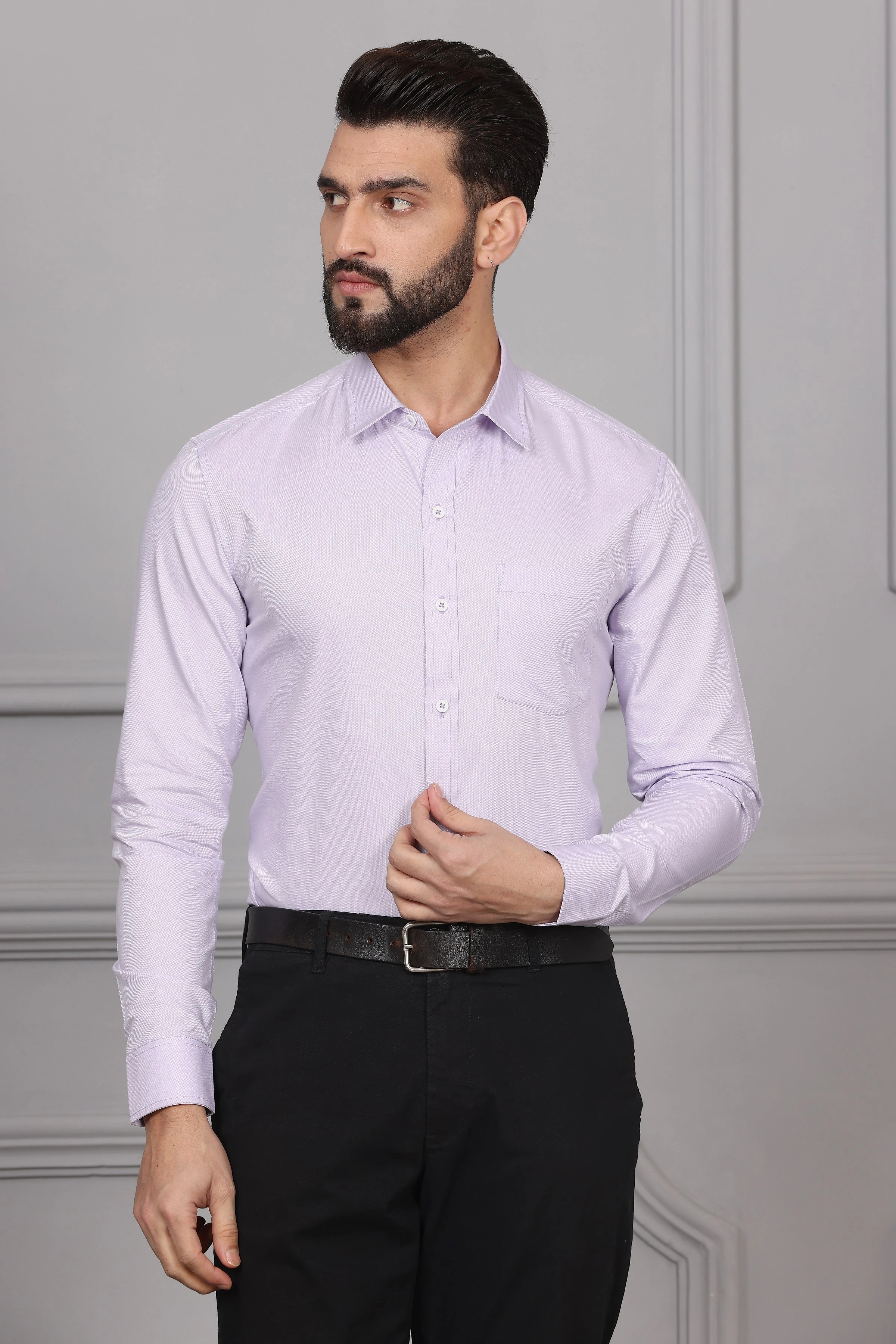 Lavender Business Formal Cotton Shirt-BE1136-S