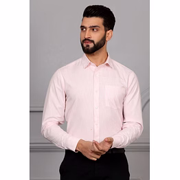 textured pink white business formal cotton shirt