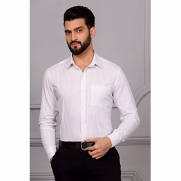 textured white grey business formal cotton shirt