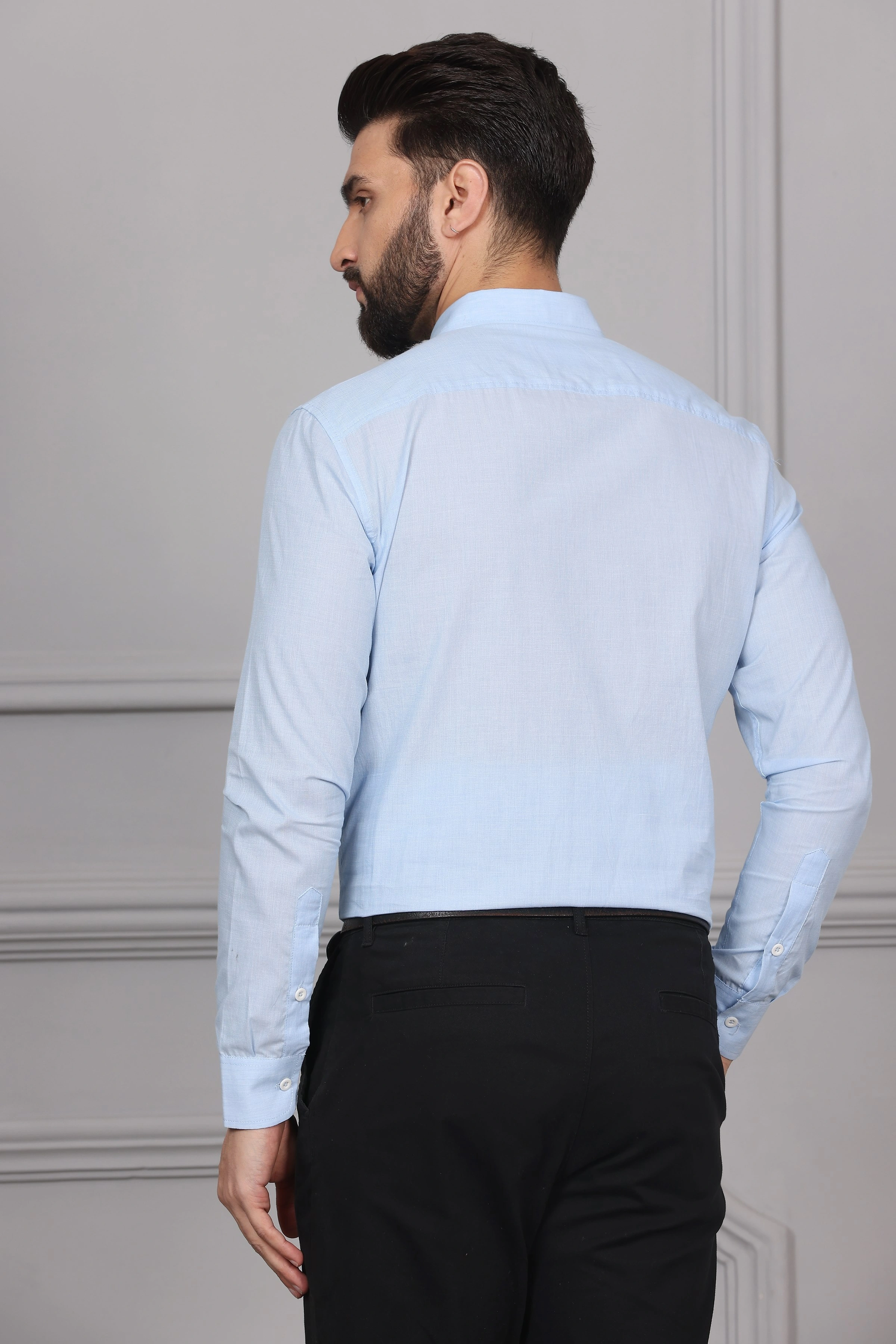 Light Blue Formal Cotton Shirt-S-7